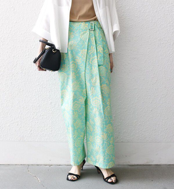 SHIPS any「SHIPS any:〈洗濯機可能〉Les Olivades ボタニカル プリント ベルト ラップ セミワイド パンツ」|その他|