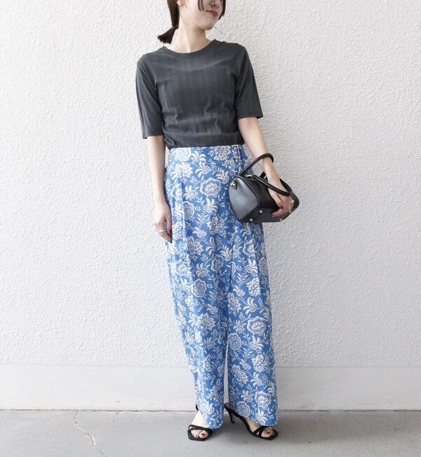 SHIPS any「SHIPS any:〈洗濯機可能〉Les Olivades ボタニカル プリント ベルト ラップ セミワイド パンツ」|その他|