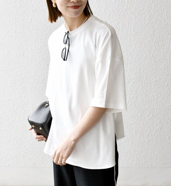 SHIPS any「SHIPS any:〈接触冷感/汗染み防止加工/洗濯機可能〉ラウンドヘム クルー ビッグ TEE」|Tシャツ・カットソー|