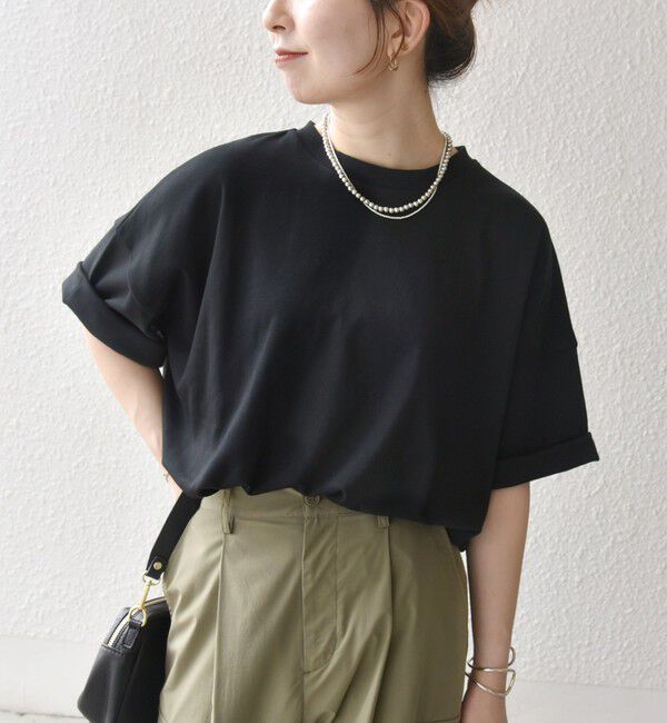 SHIPS any「SHIPS any:〈接触冷感/汗染み防止加工/洗濯機可能〉ラウンドヘム クルー ビッグ TEE」|Tシャツ・カットソー|