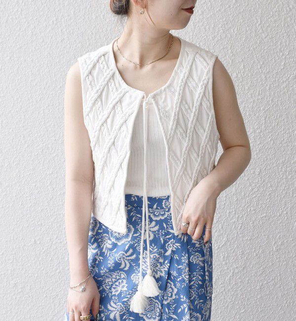 SHIPS any「bon_meur:〈手洗い可能〉ロープ編み コットン コンパクト フリンジ ベスト」|ベスト・ジレ|