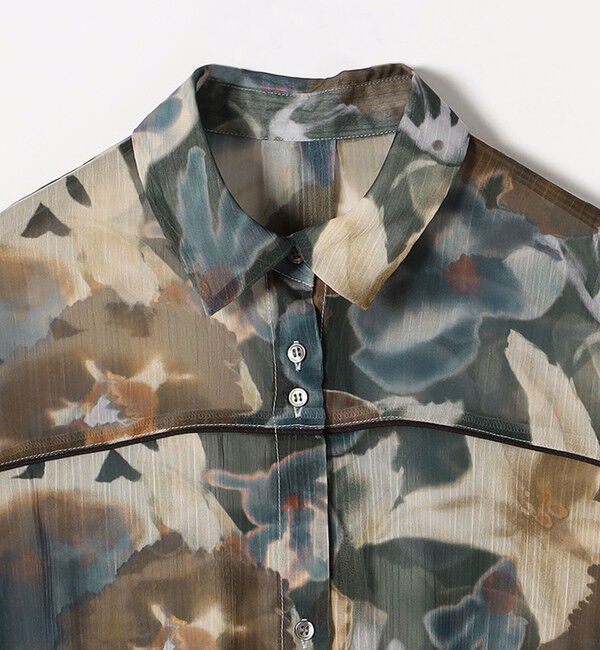 quaranciel「quaranciel:〈洗濯機可能〉シアー フラワー プリント シャツ ブラウス」|シャツ・ブラウス|