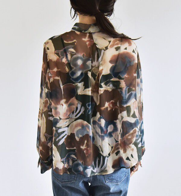 quaranciel「quaranciel:〈洗濯機可能〉シアー フラワー プリント シャツ ブラウス」|シャツ・ブラウス|