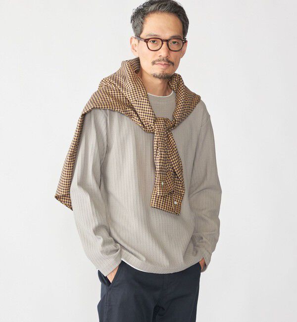 SHIPS「SHIPS: フェイク レイヤード クルーネック ロングスリーブ」|Tシャツ・カットソー|グレー