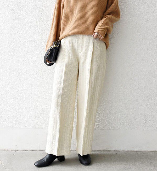 SHIPS any「SHIPS any:〈手洗い可能〉ジャカード タック セミワイド パンツ［NAVY BLUE］」|その他|ナチュラル