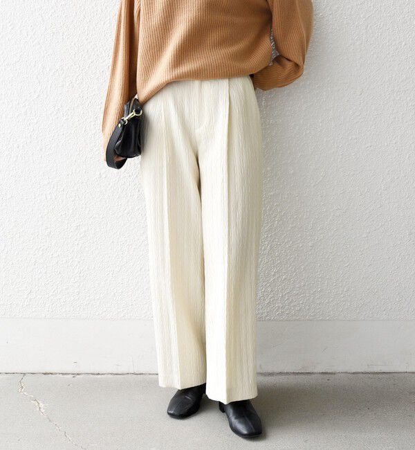 SHIPS any「SHIPS any:〈手洗い可能〉ジャカード タック セミワイド パンツ［NAVY BLUE］」|その他|