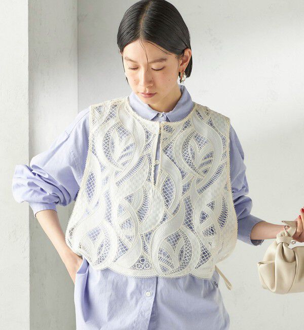 SHIPS for women「〈手洗い可能〉刺繍 スカラップ レース ノースリーブ プルオーバー」|ベスト・ジレ|