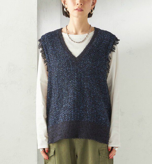 SHIPS for women「〈手洗い可能〉ミックスカラー Vネック プルオーバー」|ベスト・ジレ|