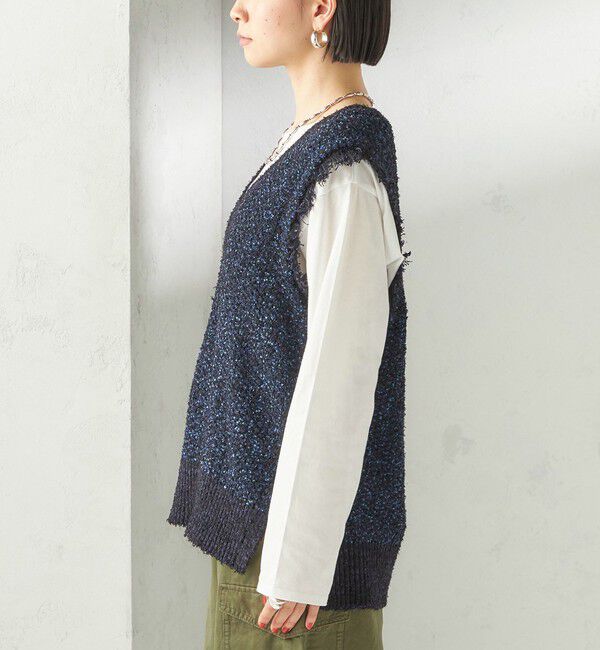 SHIPS for women「〈手洗い可能〉ミックスカラー Vネック プルオーバー」|ベスト・ジレ|