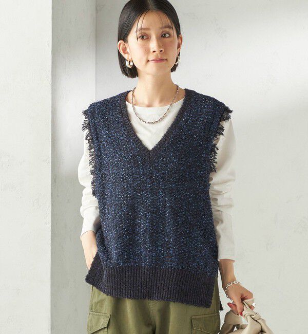 SHIPS for women「〈手洗い可能〉ミックスカラー Vネック プルオーバー」|ベスト・ジレ|