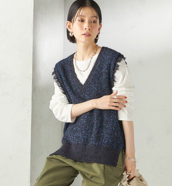 SHIPS for women「〈手洗い可能〉ミックスカラー Vネック プルオーバー」|ベスト・ジレ|