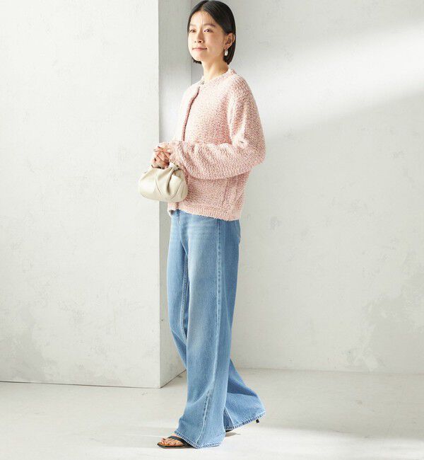 SHIPS for women「〈手洗い可能〉ミックスカラー ニット ジャケット」|ノーカラージャケット|