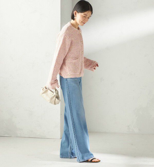 SHIPS for women「〈手洗い可能〉ミックスカラー ニット ジャケット」|ノーカラージャケット|