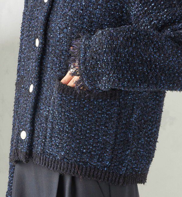 SHIPS for women「〈手洗い可能〉ミックスカラー ニット ジャケット」|ノーカラージャケット|