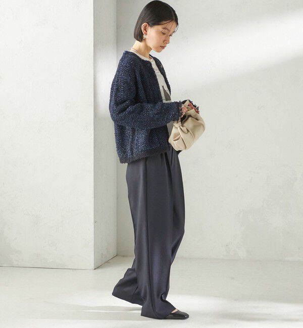 SHIPS for women「〈手洗い可能〉ミックスカラー ニット ジャケット」|ノーカラージャケット|