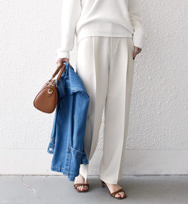 SHIPS any「《一部追加予約》SHIPS any:〈洗濯機可能〉ダブルクロス タック ストレート パンツ［NAVY BLUE］」|その他|オフホワイト