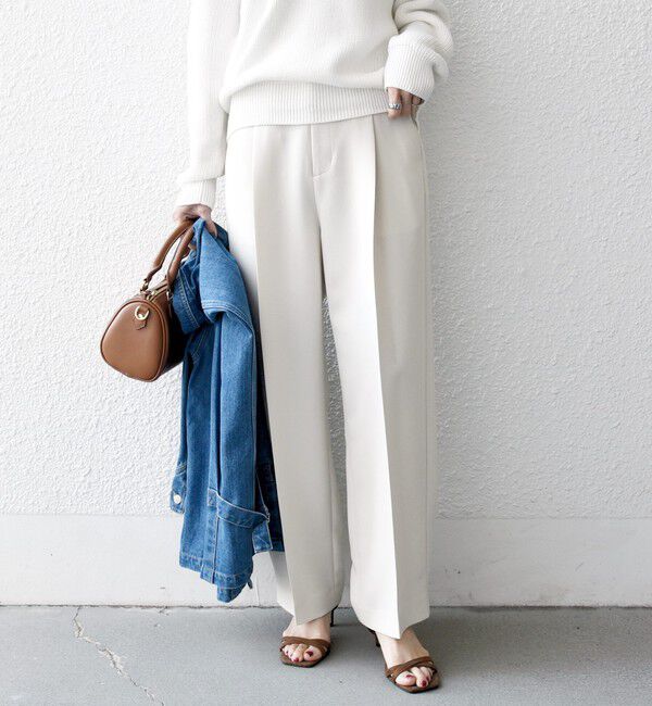 SHIPS any「《一部追加予約》SHIPS any:〈洗濯機可能〉ダブルクロス タック ストレート パンツ［NAVY BLUE］」|その他|