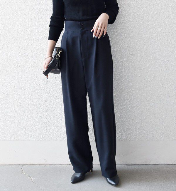 SHIPS any「《一部追加予約》SHIPS any:〈洗濯機可能〉ダブルクロス タック ストレート パンツ［NAVY BLUE］」|その他|