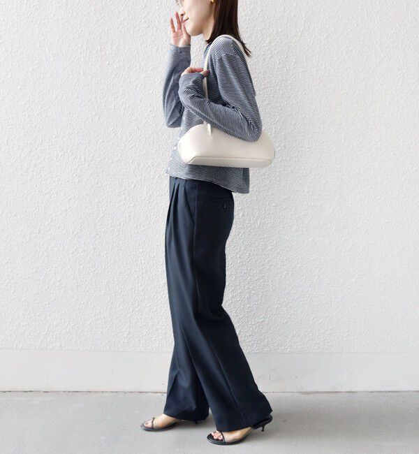 SHIPS for women「〈手洗い可能〉ポリエステル ベロア ボーダー パール モチーフ ボタン カーディガン」|カーディガン|