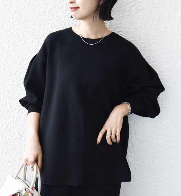 SHIPS for women「〈手洗い可能〉ダブル フェイス ニット リブ コンビ プルオーバー」|Tシャツ・カットソー|