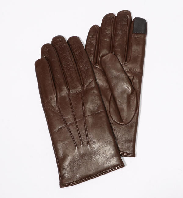 TOMORROWLAND GOODS「GIGLIO FIORENTINO ナッパーレザー タッチパネルコンビグローブ」|手袋|48 ブラウン系