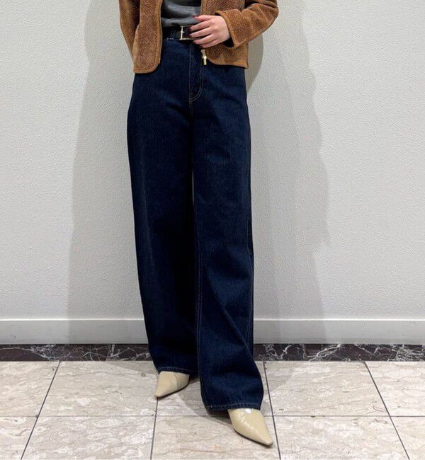 MACPHEE「デニム ワイドストレートパンツ」|デニム|69 ネイビー