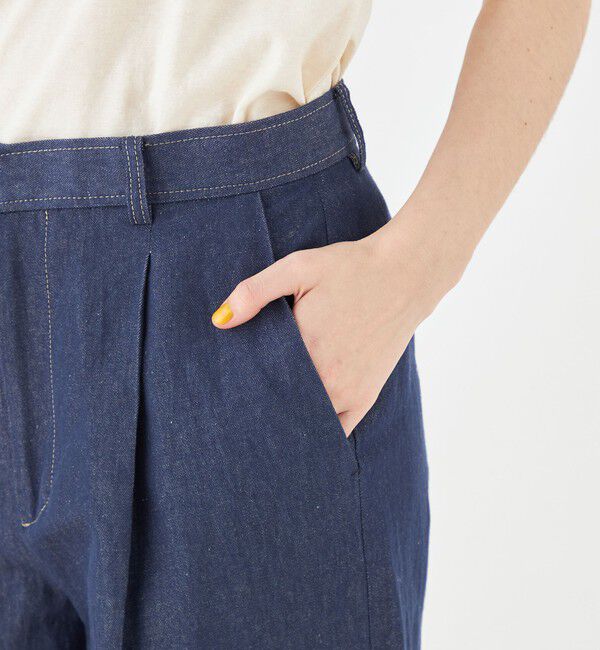 MACPHEE「リアクティブデニム タックテーパードパンツ」|デニム|