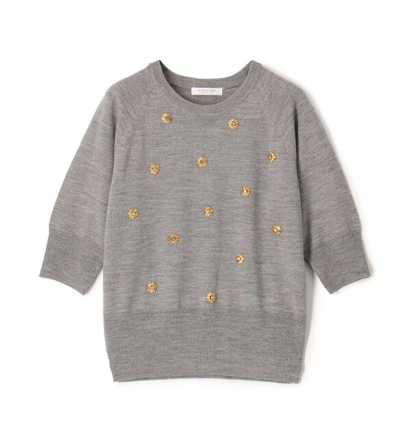 MACPHEE「ウールビジュー ハーフスリーブプルオーバー」|ニット・セーター|15 グレー