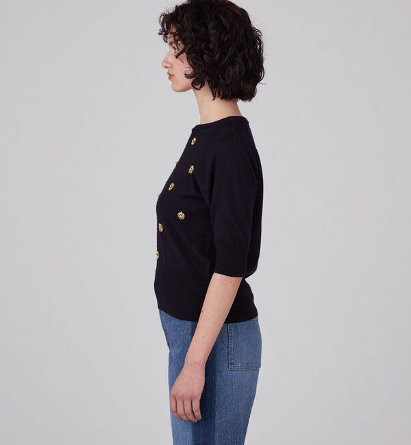 MACPHEE「ウールビジュー ハーフスリーブプルオーバー」|ニット・セーター|