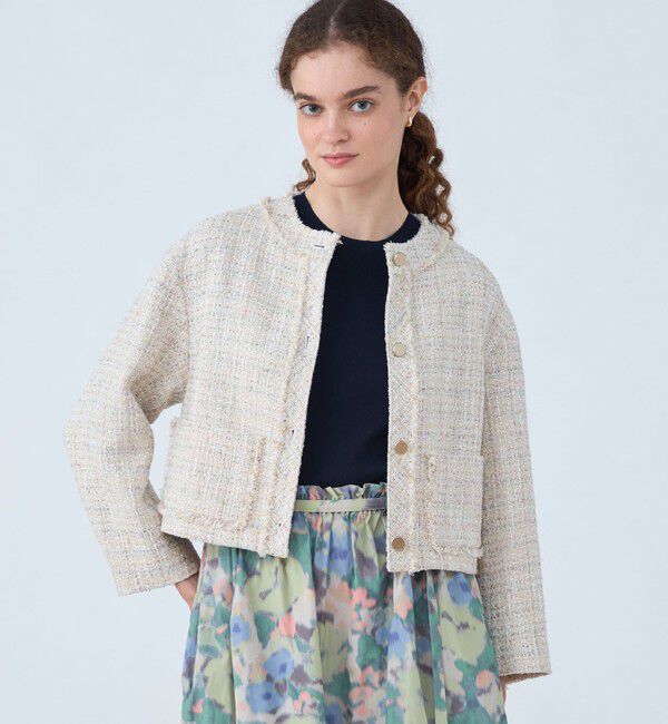 Ballsey「カラースパングルツイード ノーカラージャケット」|ノーカラージャケット|