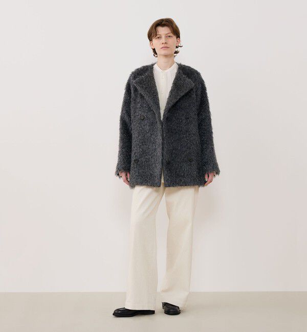 GALERIE VIE「ルスクアンゴラ カラーレスコート」|ノーカラーコート|