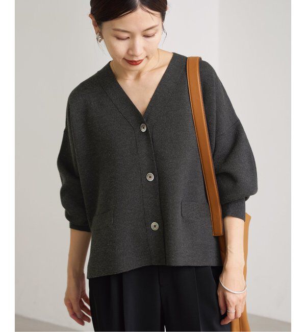 IENA「スーパーファインスムース ショートカーディガン」|カーディガン|ブラウン