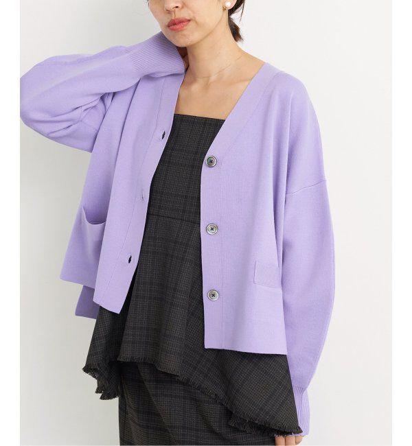 IENA「スーパーファインスムース ショートカーディガン」|カーディガン|パープル