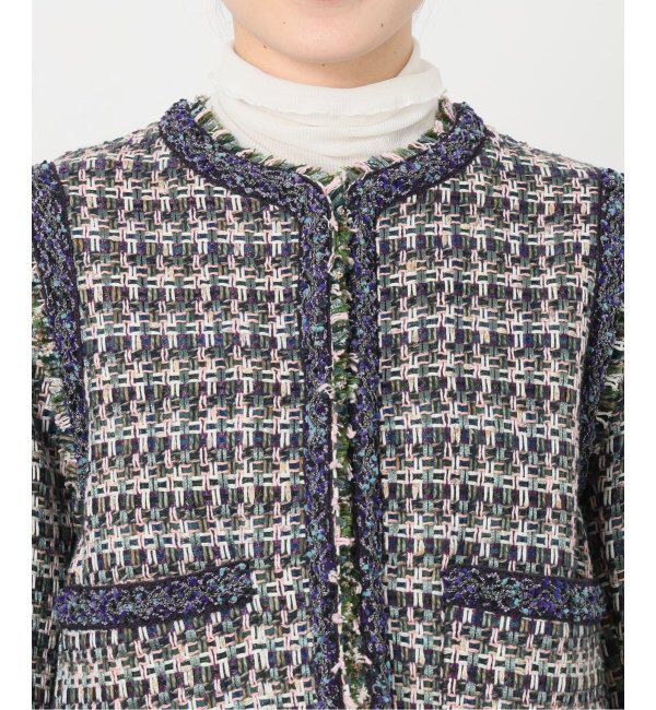 IENA LA BOUCLE「IENA LA BOUCLE LINTON ブライトツイードジャケット」|ノーカラージャケット|