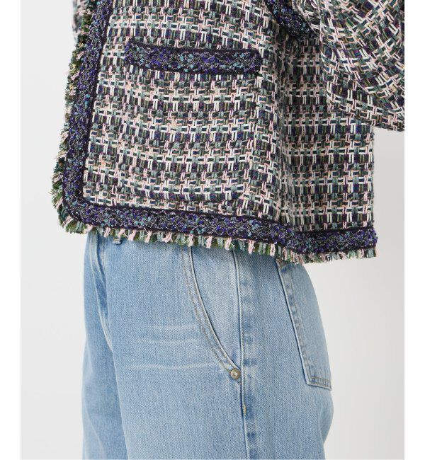 IENA LA BOUCLE「IENA LA BOUCLE LINTON ブライトツイードジャケット」|ノーカラージャケット|