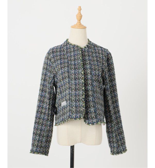 IENA LA BOUCLE「IENA LA BOUCLE LINTON ブライトツイードジャケット」|ノーカラージャケット|