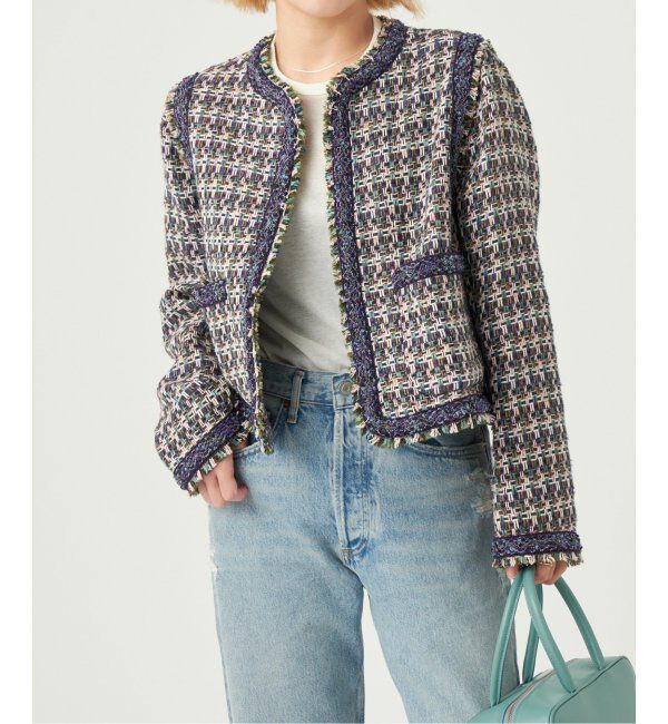 IENA LA BOUCLE「IENA LA BOUCLE LINTON ブライトツイードジャケット」|ノーカラージャケット|