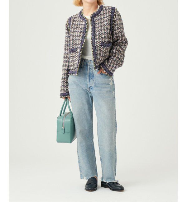 IENA LA BOUCLE「IENA LA BOUCLE LINTON ブライトツイードジャケット」|ノーカラージャケット|