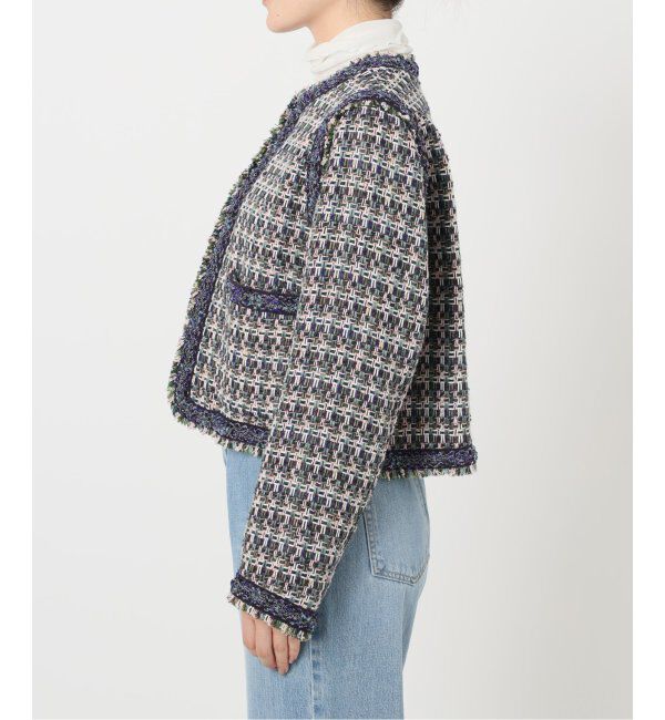 IENA LA BOUCLE「IENA LA BOUCLE LINTON ブライトツイードジャケット」|ノーカラージャケット|