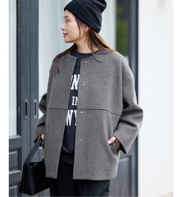 JOURNAL STANDARD「スーパー140ビーバーノーカラーショートコート」|ノーカラーコート|