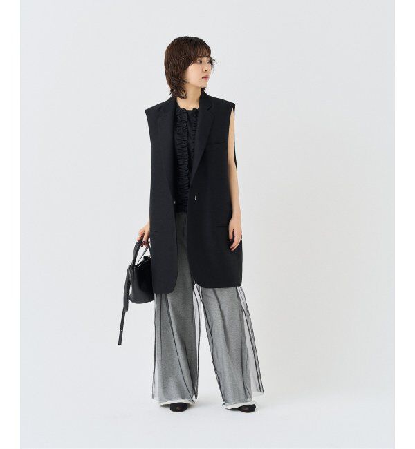 HARDY NOIR「タフタフリルノースリーブブラウス」|シャツ・ブラウス|