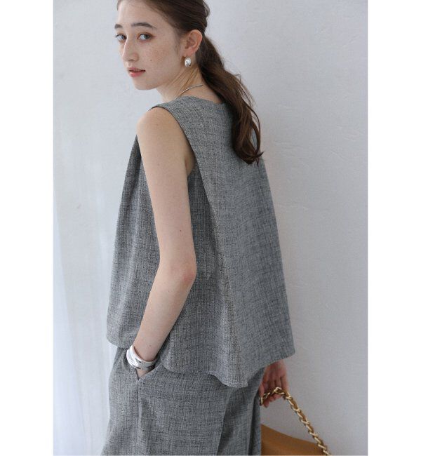  「【洗える】ツイードキーネックプルオーバー」|シャツ・ブラウス|