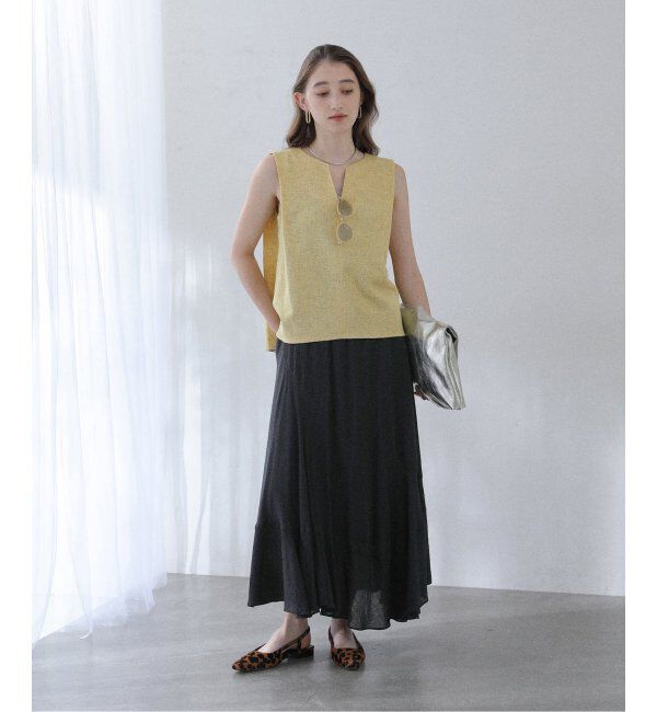  「【洗える】ツイードキーネックプルオーバー」|シャツ・ブラウス|