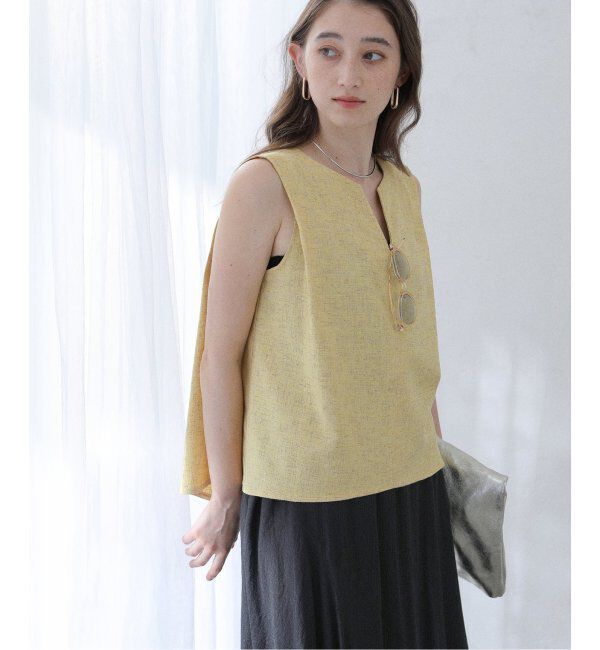  「【洗える】ツイードキーネックプルオーバー」|シャツ・ブラウス|