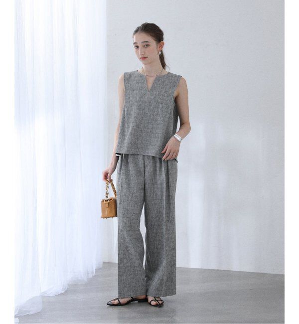  「【洗える】ツイードキーネックプルオーバー」|シャツ・ブラウス|