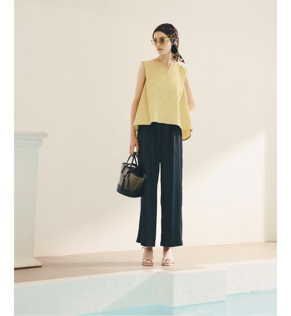  「【洗える】ツイードキーネックプルオーバー」|シャツ・ブラウス|