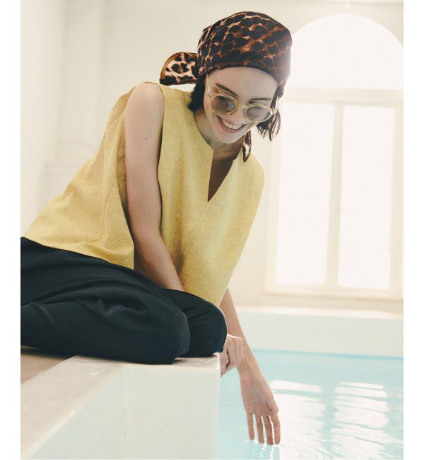  「【洗える】ツイードキーネックプルオーバー」|シャツ・ブラウス|