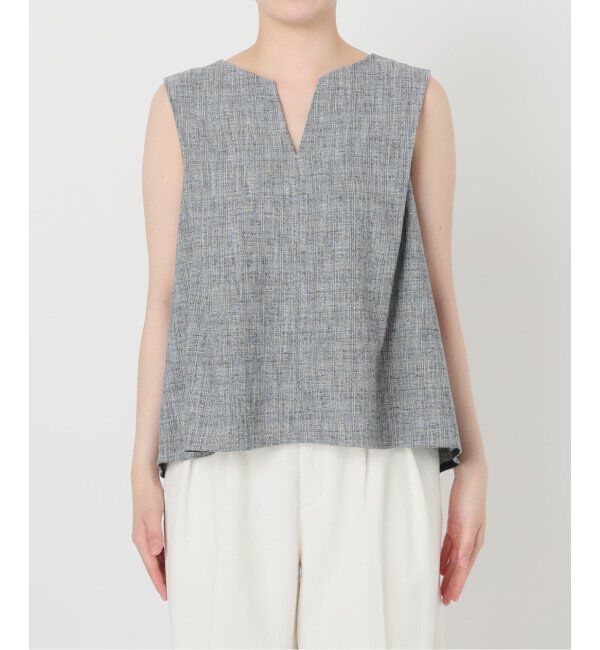  「【洗える】ツイードキーネックプルオーバー」|シャツ・ブラウス|