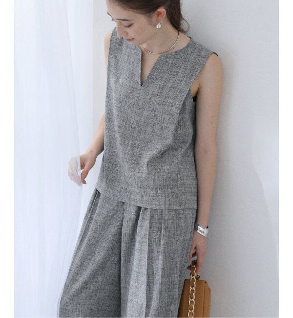  「【洗える】ツイードキーネックプルオーバー」|シャツ・ブラウス|