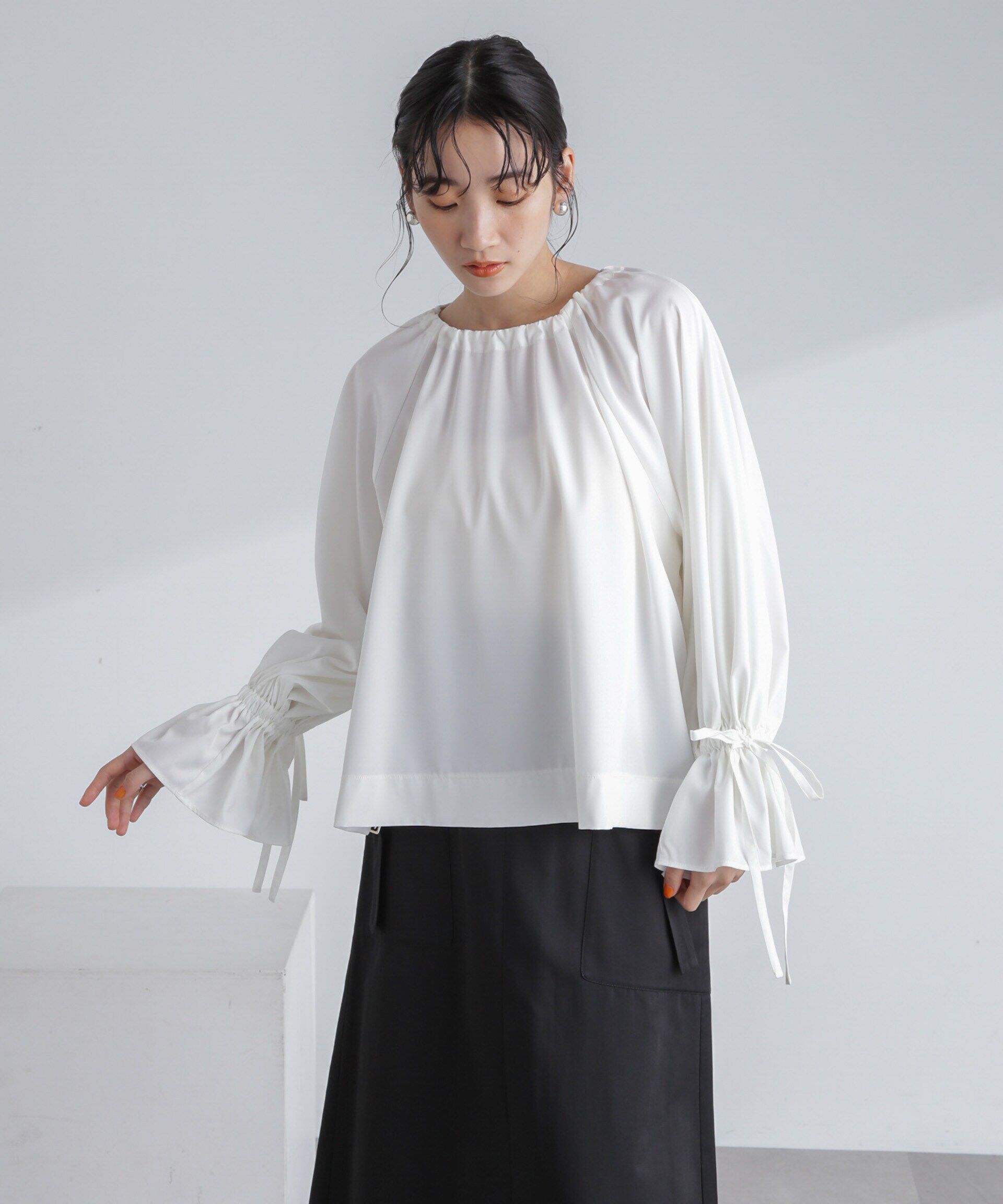 nano･universe「前後2wayキャンディースリーブブラウス」|シャツ・ブラウス|